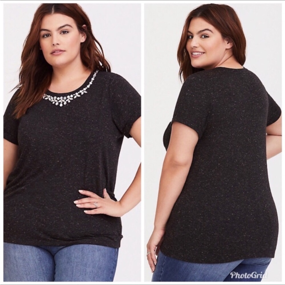 Torrid Embellished Heathered Top Plus 1X